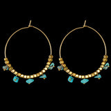 40mm Square Bead Gravel Hoop Earrings Stainless Steel Drop Earrings