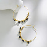 40mm Square Bead Gravel Hoop Earrings Stainless Steel Drop Earrings
