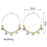 40mm Square Bead Gravel Hoop Earrings Stainless Steel Drop Earrings