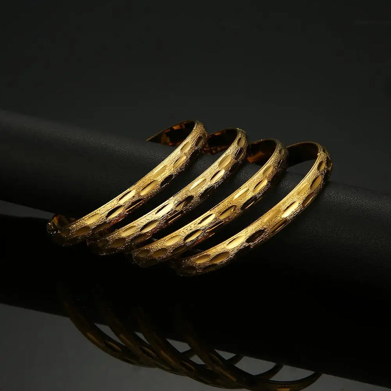 4Pcs Bangles for Women Bride Open Bracelets African Dubai Jewelry