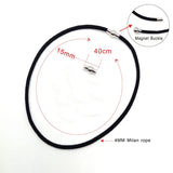 4mm Milan Rope Necklaces DIY Necklace Pendant Charms Findings with Magnet Buckle