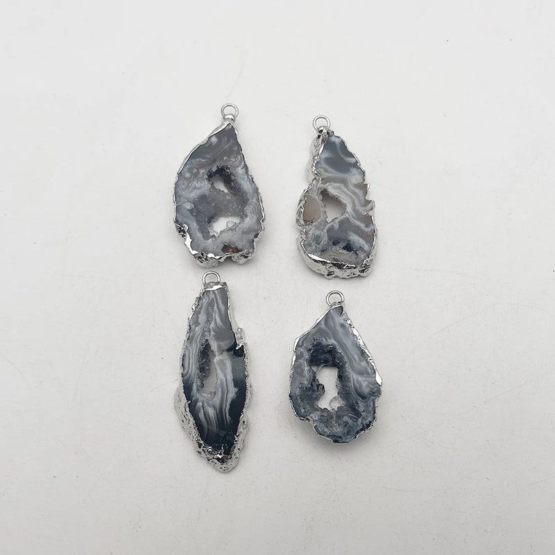 Silver Plated Agates Pendant Necklace for Jewelry Making