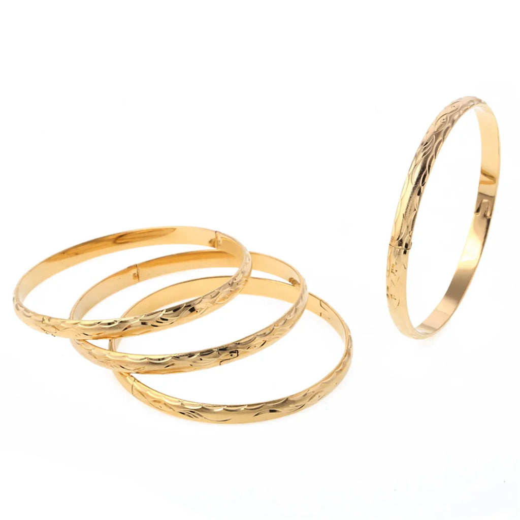 4pcs African Dubai Women Charm Bangle Jewelry Set