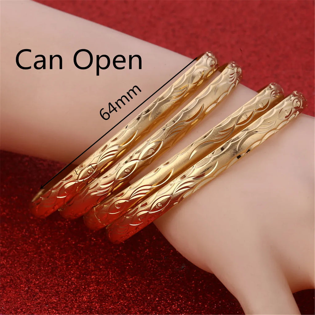 4pcs African Dubai Women Charm Bangle Jewelry Set