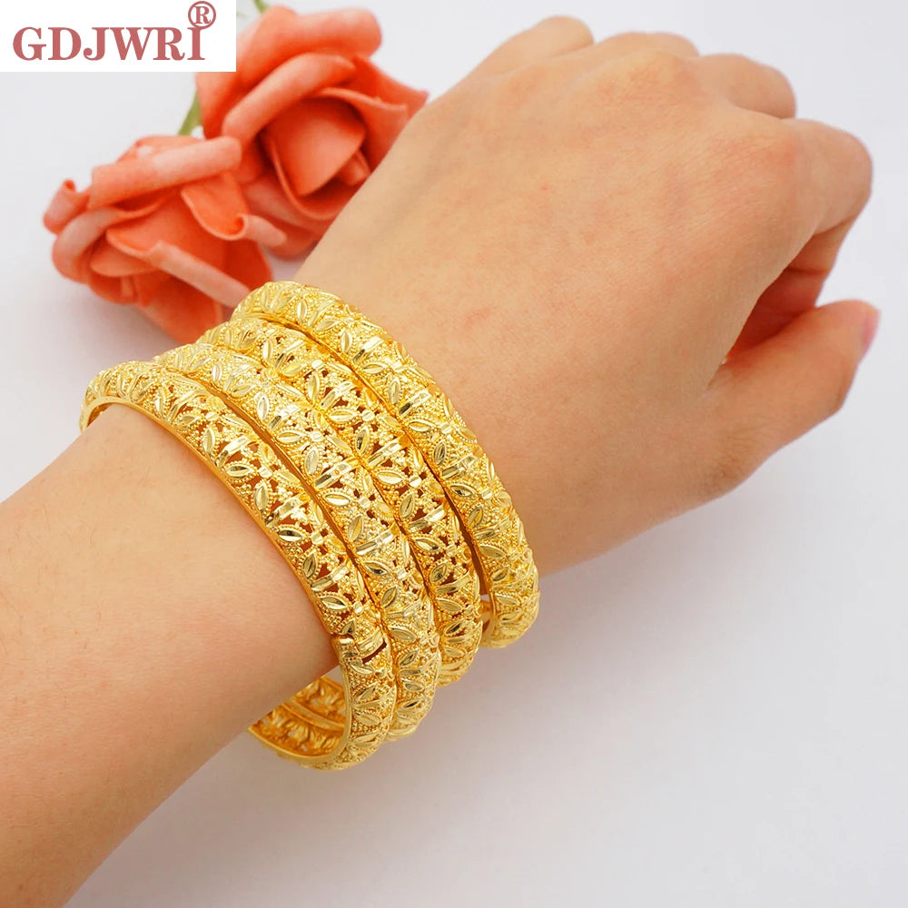 4pcs Dubai Bangle Ethiopian Jewelry Bracelets African Wedding Bangles