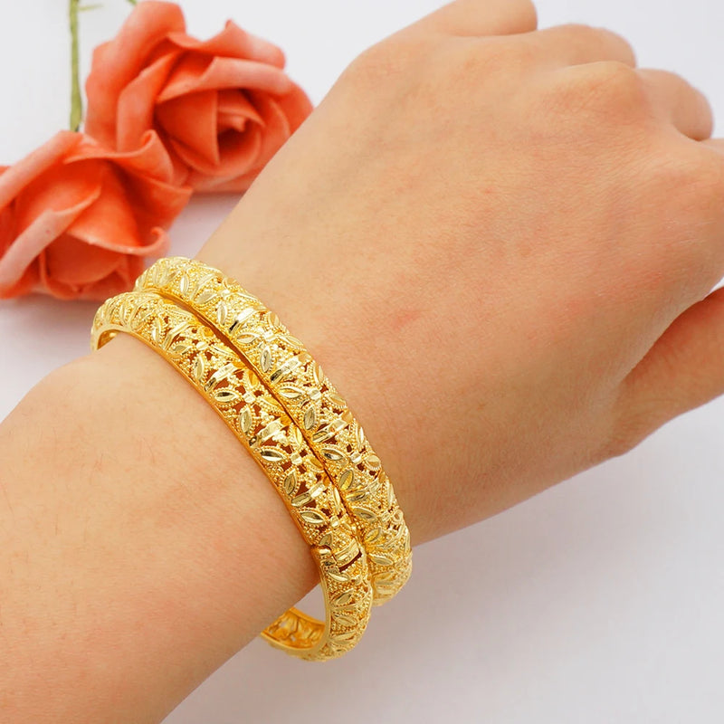 4pcs Dubai Bangle Ethiopian Jewelry Bracelets African Wedding Bangles