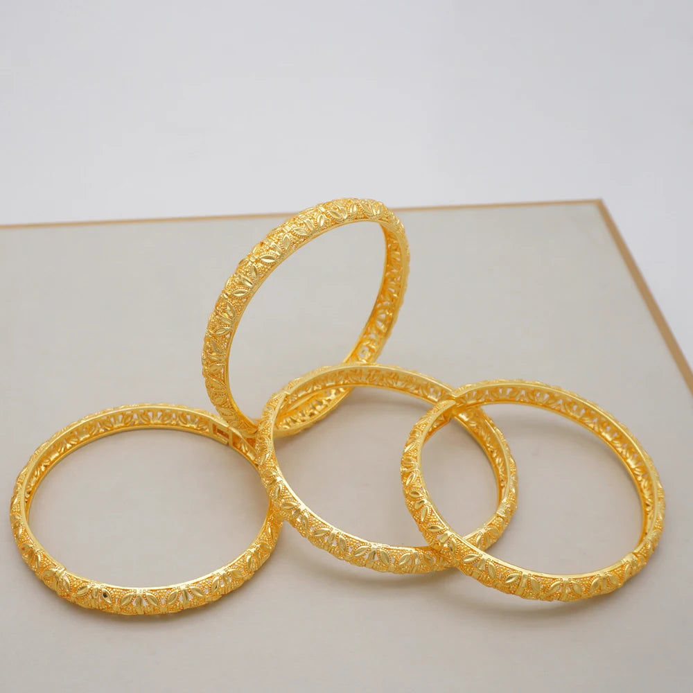 4pcs Dubai Bangle Ethiopian Jewelry Bracelets African Wedding Bangles