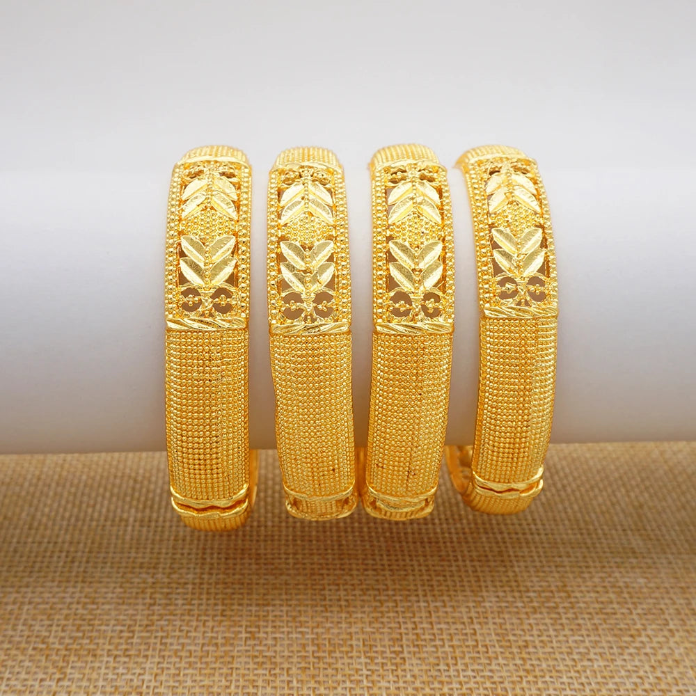 4pcs/Set Dubai Bangles For Women Ethiopian Bracelets Arab African Jewelry