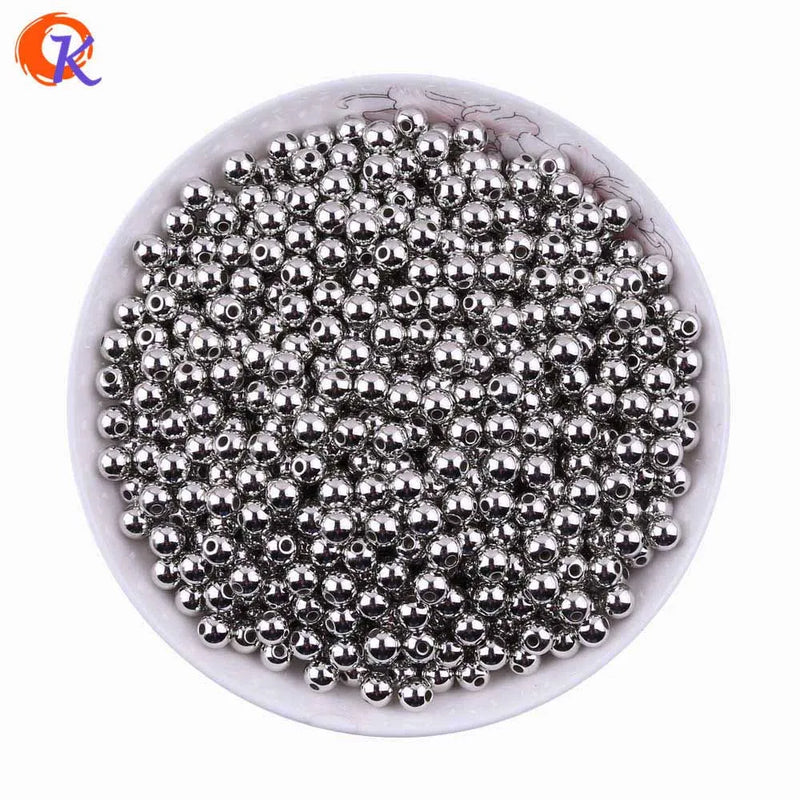 1000Pcs/Lot Rhodium Smooth Round Plastic Spacers Beads CCB Beads Jewelry Making