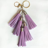 PU Leather Tassel Key Chain Silver Pendant Bag Charming Car Key