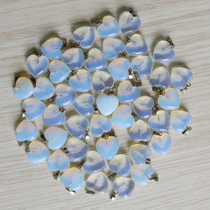 50pcs High Opal Stone Heart Pendant for DIY Jewelry Making Earring Necklace