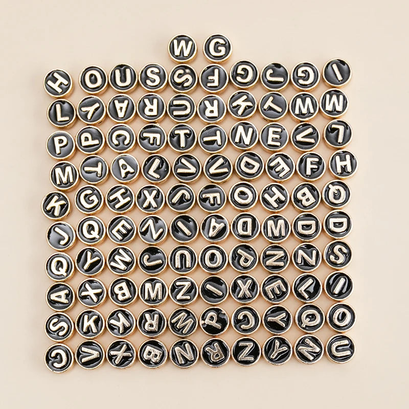 50pcs 8mm Mixed Letter Spacer Beads DIY Jewelry Making Accessory