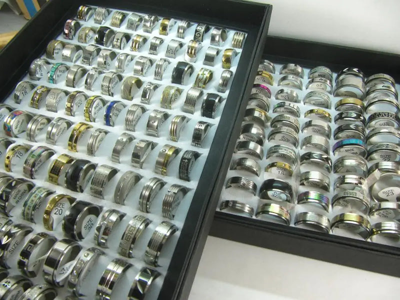 50pcs Unisex Stainless Steel Rings Party Wedding Jewelry