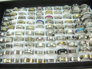 50pcs Unisex Stainless Steel Rings Party Wedding Jewelry