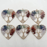 Tree of Life Heart Chakra Reiki Healing Stone Pendant Set