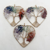 Tree of Life Heart Chakra Reiki Healing Stone Pendant Set
