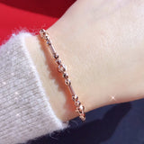 14K Rose Geometric Charm Bracelet for Women, Party Jewelry
