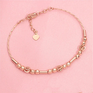 14K Rose Geometric Charm Bracelet for Women, Party Jewelry