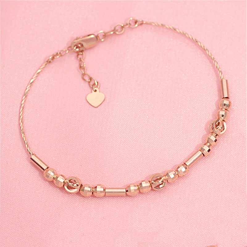 14K Rose Geometric Charm Bracelet for Women, Party Jewelry