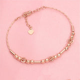 14K Rose Geometric Charm Bracelet for Women, Party Jewelry