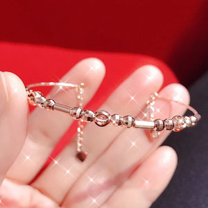 14K Rose Geometric Charm Bracelet for Women, Party Jewelry