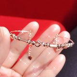 14K Rose Geometric Charm Bracelet for Women, Party Jewelry