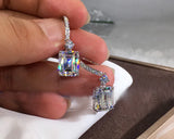 Square CZ Stone Earrings 925 Silver Crystal Wedding Earrings