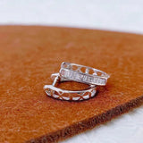 925 Silver Zircon Hoop Earrings Cubic Zirconia Women's Jewelry Rose Plated