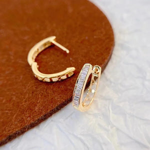 925 Silver Zircon Hoop Earrings Cubic Zirconia Women's Jewelry Rose Plated