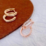 925 Silver Zircon Hoop Earrings Cubic Zirconia Women's Jewelry Rose Plated