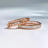 925 Silver Zircon Hoop Earrings Cubic Zirconia Women's Jewelry Rose Plated