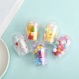 5pcs Mixed Milk Tea Cup Butterfly Pendant DIY Keychain