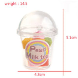 5pcs Mixed Milk Tea Cup Butterfly Pendant DIY Keychain