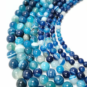 6/8/10/12/14MM Agate Stripe Bead Necklace Bracelet DIY Jewelry