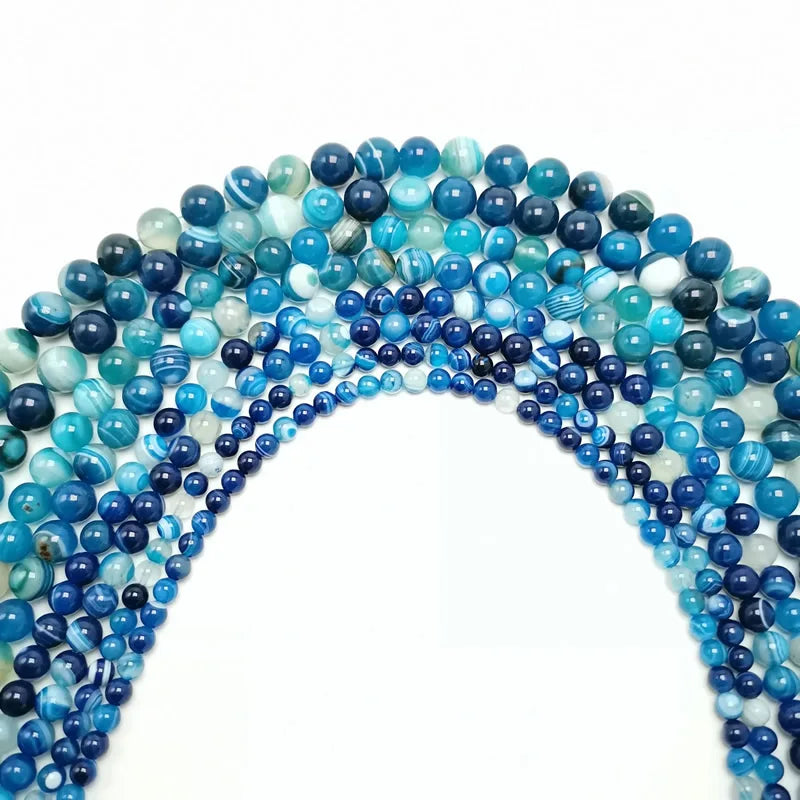6/8/10/12/14MM Agate Stripe Bead Necklace Bracelet DIY Jewelry