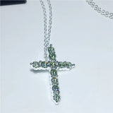 6 Colors Cross Pendant CZ Stone Filled Necklace for Women Men
