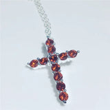 6 Colors Cross Pendant CZ Stone Filled Necklace for Women Men