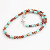 6MM Brown Stone Bead Surfer Necklace for Men Tribal Drop
