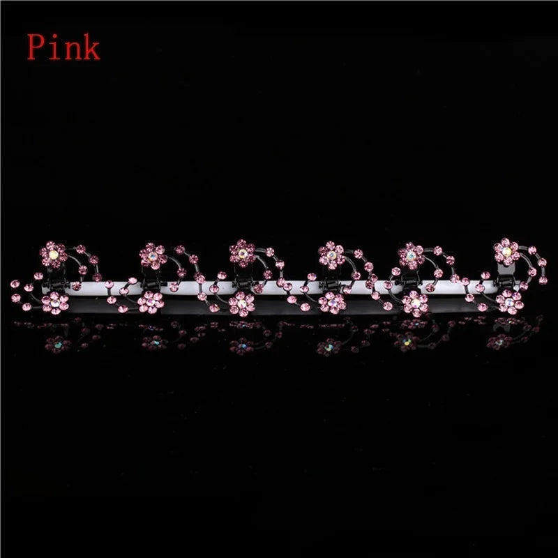 6Pcs Crystal Snowflake Hair Clips Girls Mini Hair Claw