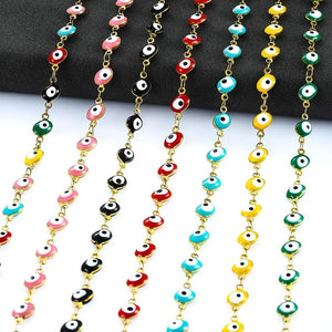 6mm Stainless Steel Chain Evil Eye Charm Necklace Women