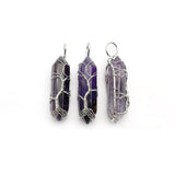 6pc Natural Amethyst Stone Tree of Life Pendant Necklace for Jewelry Making