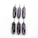 6pc Natural Amethyst Stone Tree of Life Pendant Necklace for Jewelry Making
