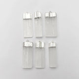 6pcs Natural Gypsum Plating Stone Pendant Necklaces Selenite Crystal