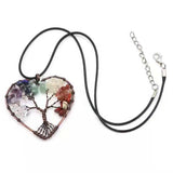 7 Chakra Stone Tree of Life Heart Pendants 6pcs/lot