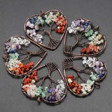 7 Chakra Stone Tree of Life Heart Pendants 6pcs/lot