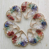 7 Chakras Stone Tree of Life Heart Pendants - Set of 12