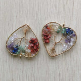 7 Chakras Stone Tree of Life Heart Pendants - Set of 12