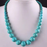 Turquoise Tower Beads Necklace with 18KWGP Clasp