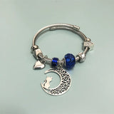 Women's Charm Bracelet Stainless Steel Bangle Rooster Moon Eagle Bear Pendant