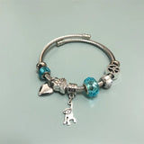 Women's Charm Bracelet Stainless Steel Bangle Rooster Moon Eagle Bear Pendant